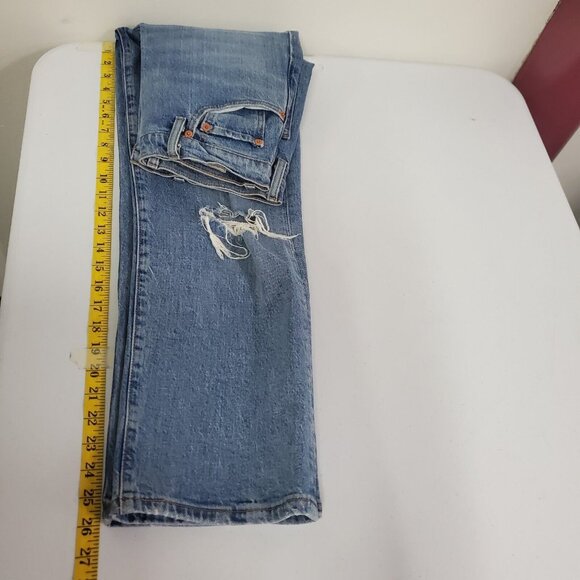 Levis Womens Ribcage Straight Leg Jeans Size 27 Blue Denim Button Fly - Picture 13 of 14